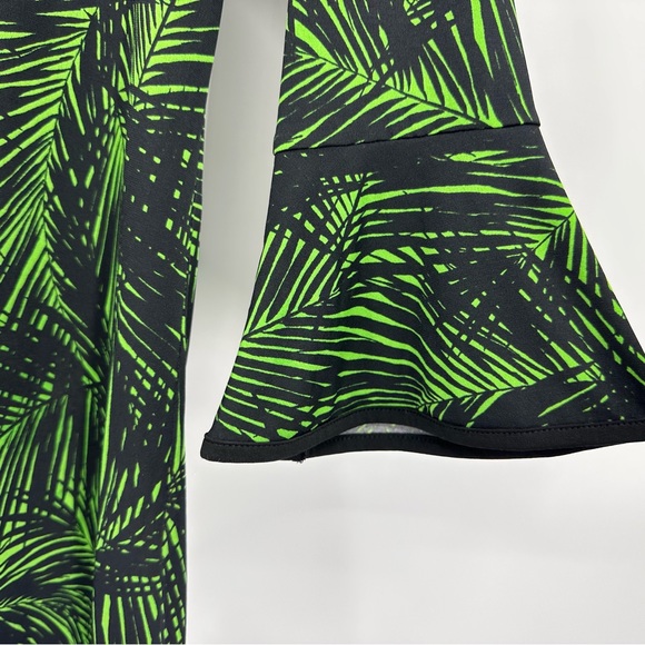 Michael Michael Kors NWT Ruffled Print Dress Black Green Size M - Picture 3 of 9